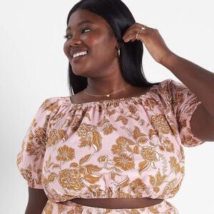 Lane Bryant Pink and Gold Floral Blouse Sz18/20